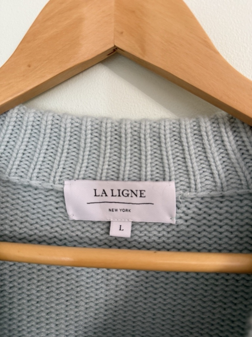 La Ligne Mini Marin Blue Green Striped Wool Cashmere Chunky Knit Cropped Sweater - Picture 2 of 6